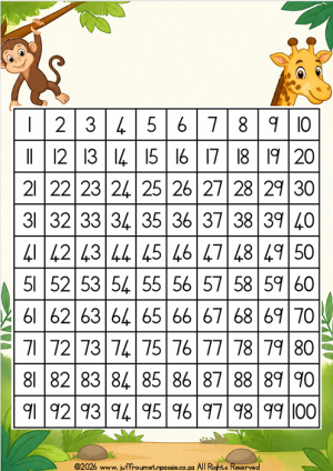 Getalkaart/Number chart - Safari